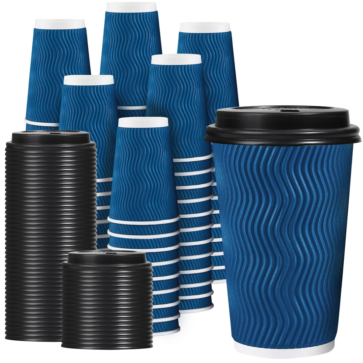 Lamosi Coffee Cups with Lids 12 oz 50 Pack, Disposable To Go Cups with Lid