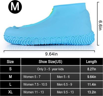 Shoe Covers Waterproof Reusable Foldable Not-Slip Rain Shoe Covers with Zipper,Shoe Protectors Overshoes Rain Galoshes for Kids Men and Women