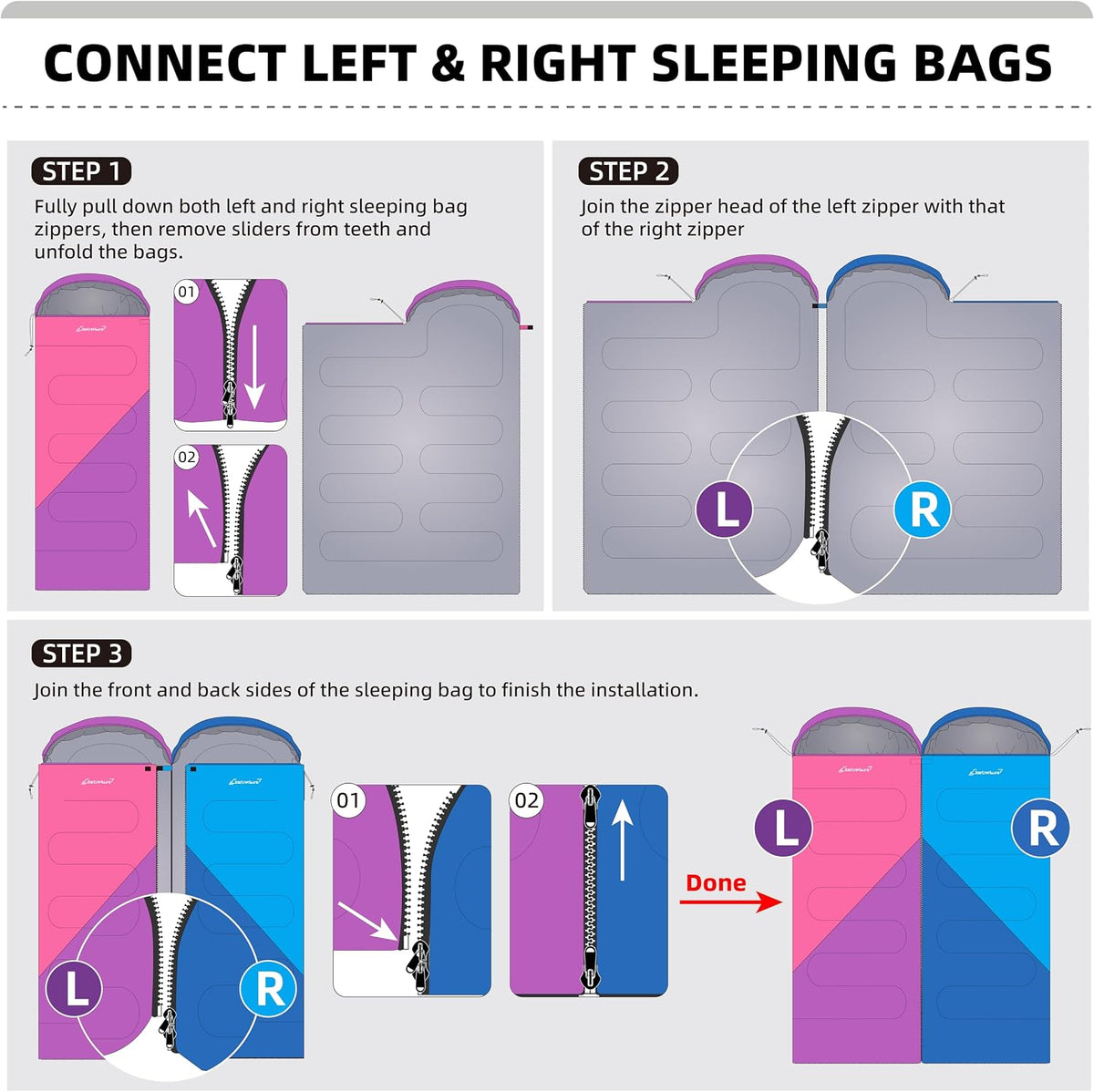 Clostnature Lightweight Camping Sleeping Bag for Adults and Kids(3/4.2Lb)