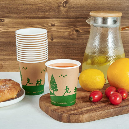 ECOLipak 8 oz Compostable Paper Coffee Cups with PLA Lined, 300 Count