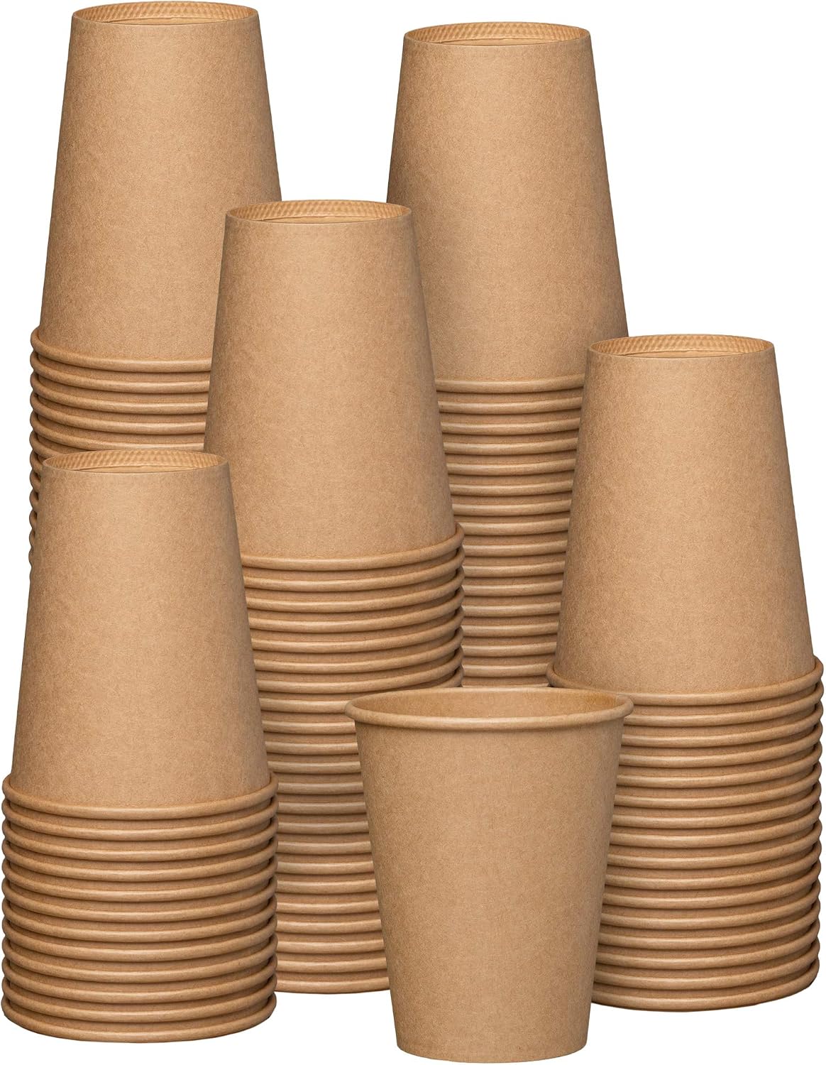 GUSTO 12 oz Kraft Paper Coffee Cups [100 Count] Unbleached