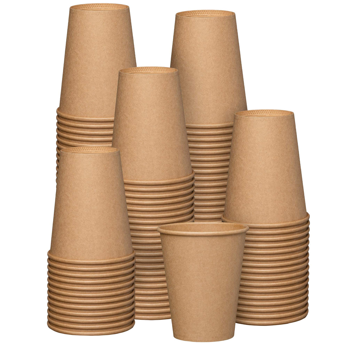 GUSTO 12 oz Kraft Paper Coffee Cups [100 Count] Unbleached