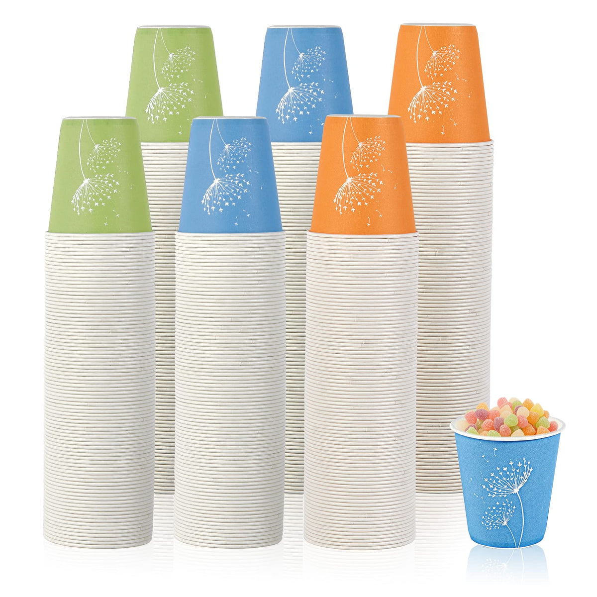 LITOPAK 600 Pack 5 oz Paper Cups, Colorful Disposable Mouthwash Cups