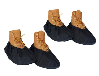 2 Pairs Non Slip waterproof Reusable shoe Covers for contrators and Carpet Floor Protection, Machine Washable.LARGE