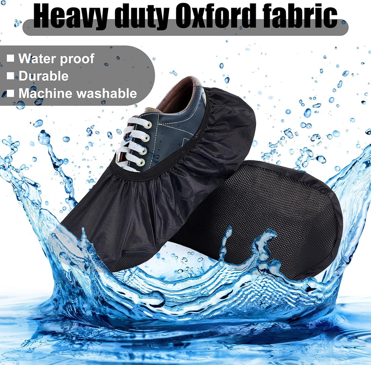 SATINIOR 2 Pairs Bowling Shoe Covers Black Non-Slip Protector, Reusable, XL