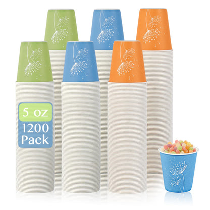 LITOPAK 1200 Pack 5 oz Paper Cups, Colorful Samll Paper Cups Disposable