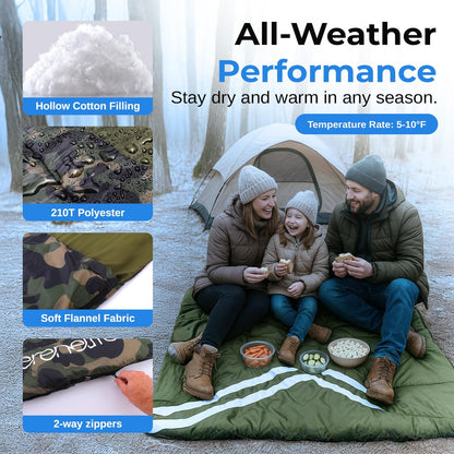 SereneLife Double Sleeping Bag for Adults & Teens