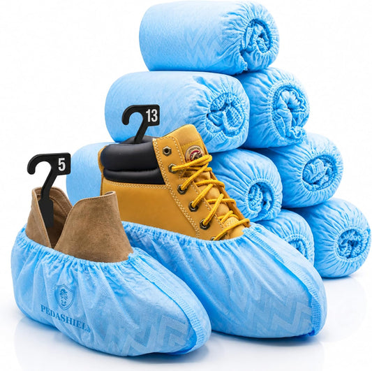 110 Pack Disposable Boot & Shoe Covers, Non-Slip Waterproof, Blue
