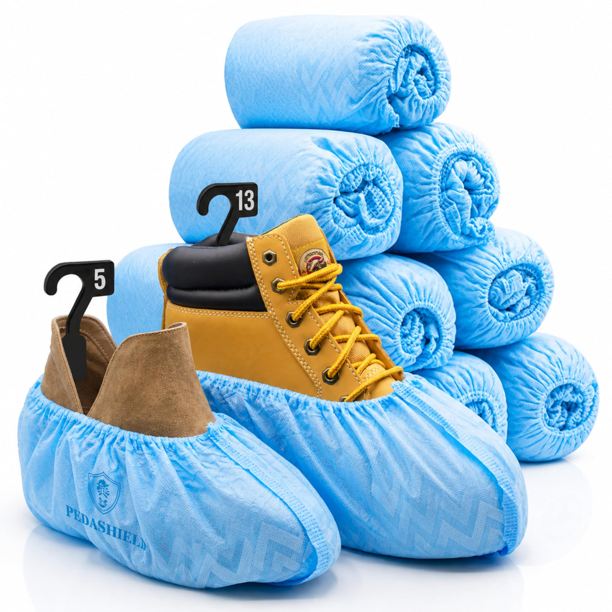 110 Pack Disposable Boot & Shoe Covers, Non-Slip Waterproof, Blue