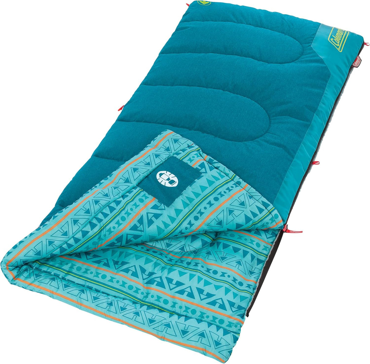 Coleman 50°F Sleeping Bag, Comfortable Youth Sleeping Bag for Sleepovers & Camping, Fits Children up to 5ft Tall, Glow in The Dark Design, Stuff Sack Included, Machine Washable