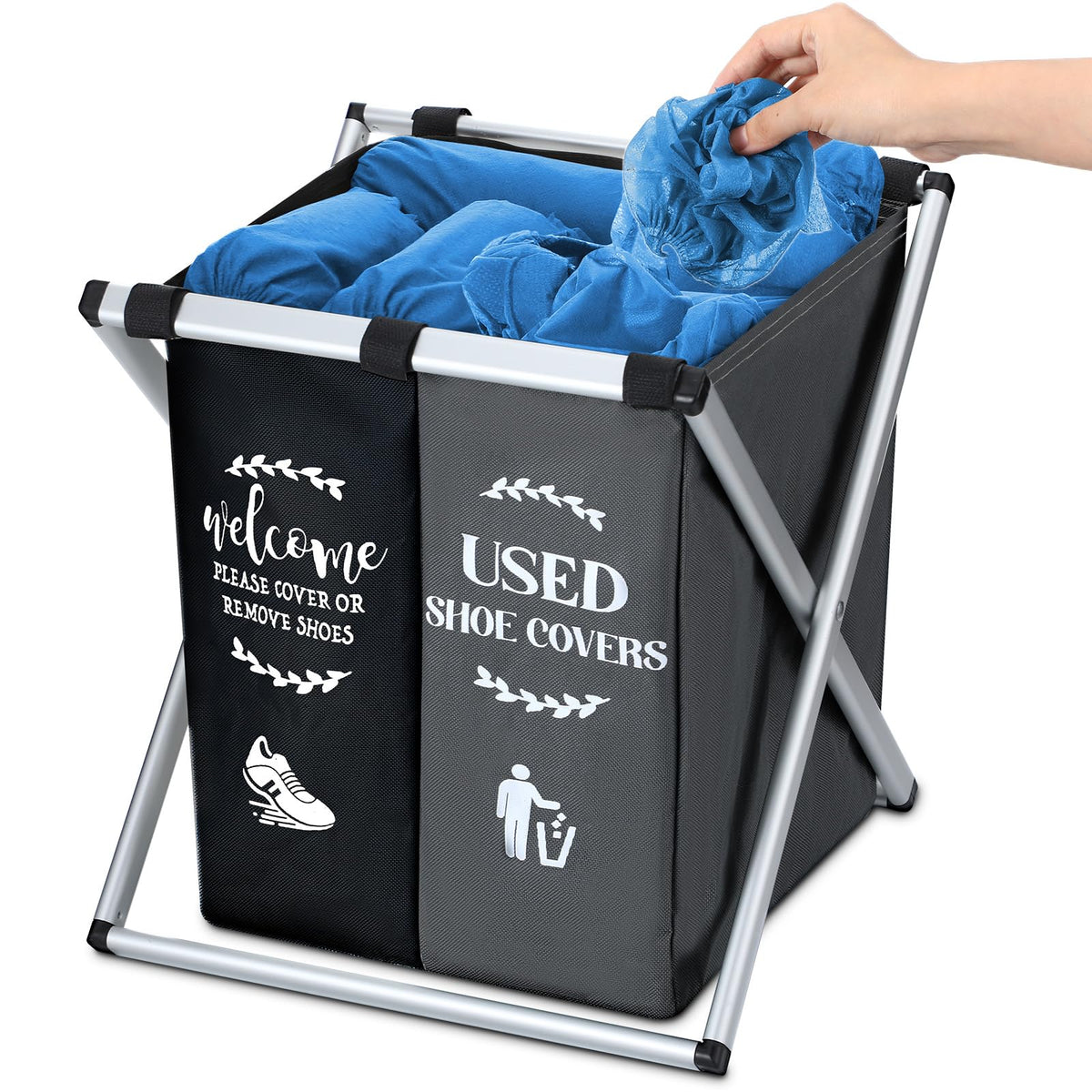 Wonderjune Foldable Disposable Shoe Cover Box Dispenser, Black, Red