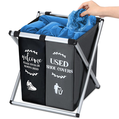 Wonderjune Foldable Disposable Shoe Cover Box Dispenser, Black, Red