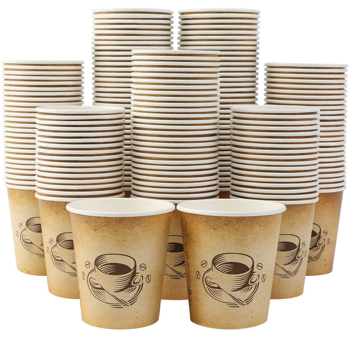 Clawsoff 300 Pack 12oz Disposable Paper Coffee Cups Retro Design
