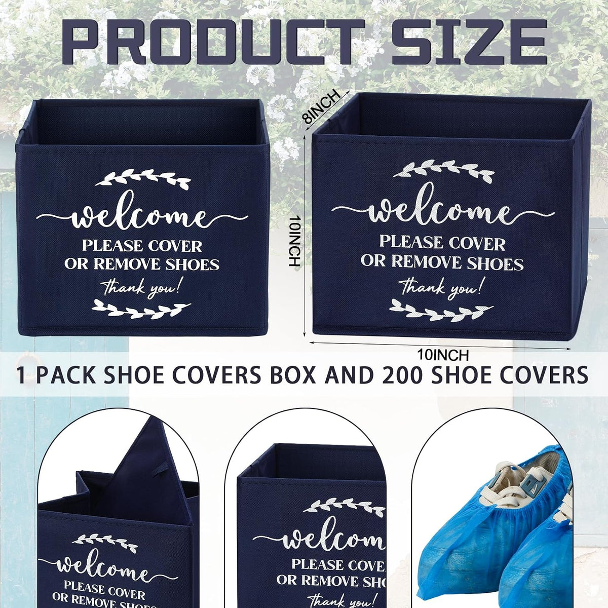 Suzile 200 Pack Disposable Shoe Covers with Dispenser Box, Dark Blue