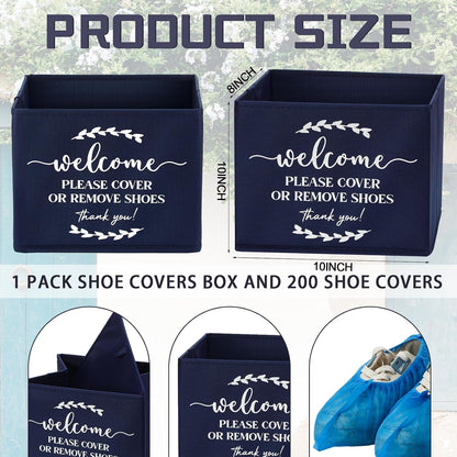 Suzile 200 Pack Disposable Shoe Covers with Dispenser Box, Dark Blue