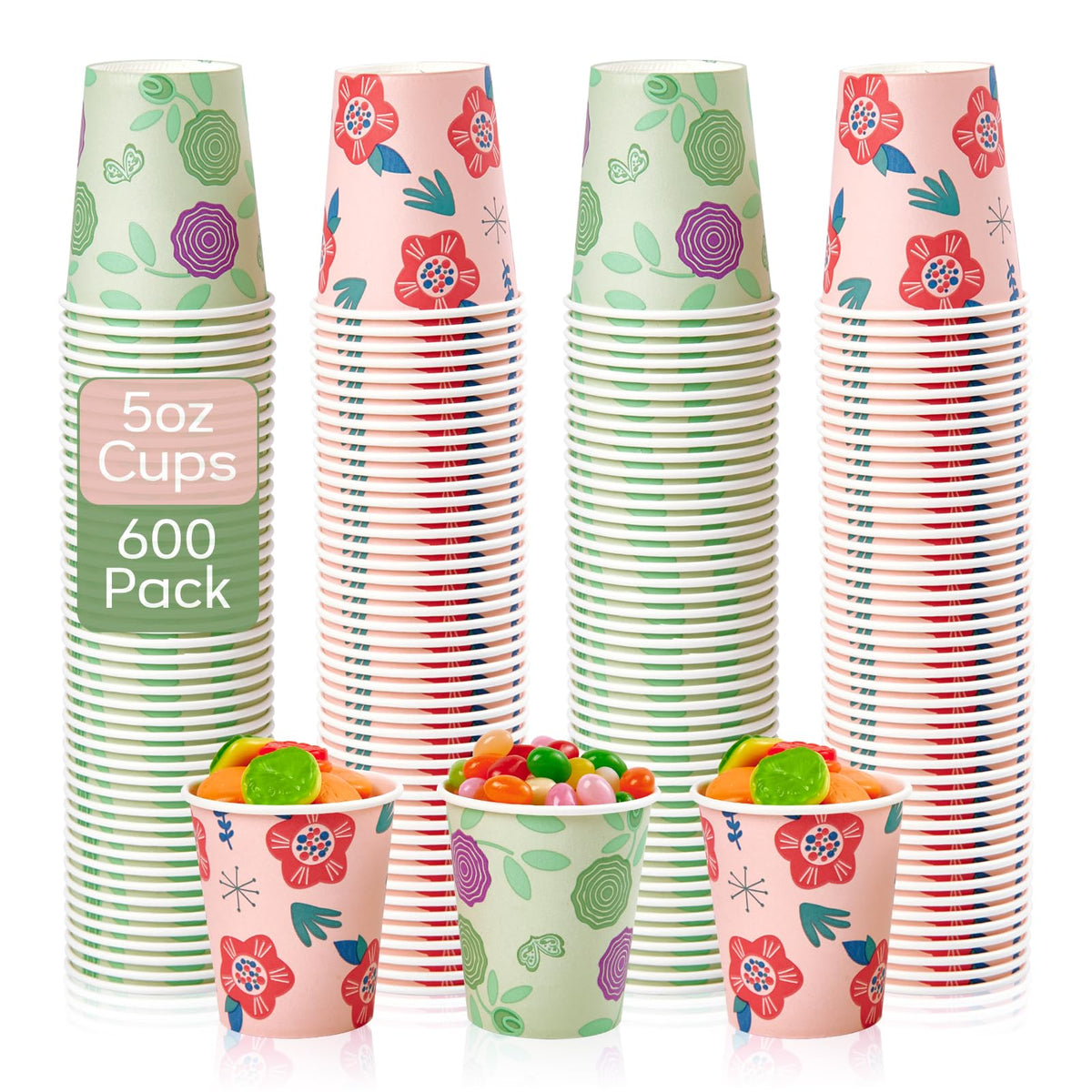 TV TOPVALUE 5 oz Paper Cups, 600 Pack Disposable Bathroom Cups Bulk, Purple