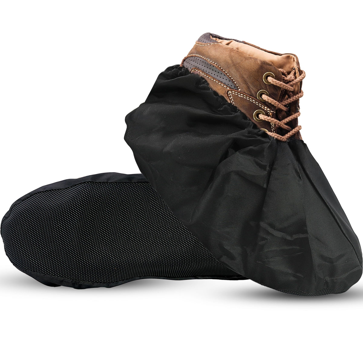 Premium Boot & Shoe Covers Disposable Booties - 100 Pack - Durable, Non-Slip, Non-Toxic, Water Resistant, Recyclable Protectors for Indoor & Outdoor - Large Size Fits Most Shoes