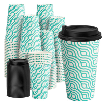 YEEHAW 16 oz Disposable Coffee Cups with Lids 100 Pack
