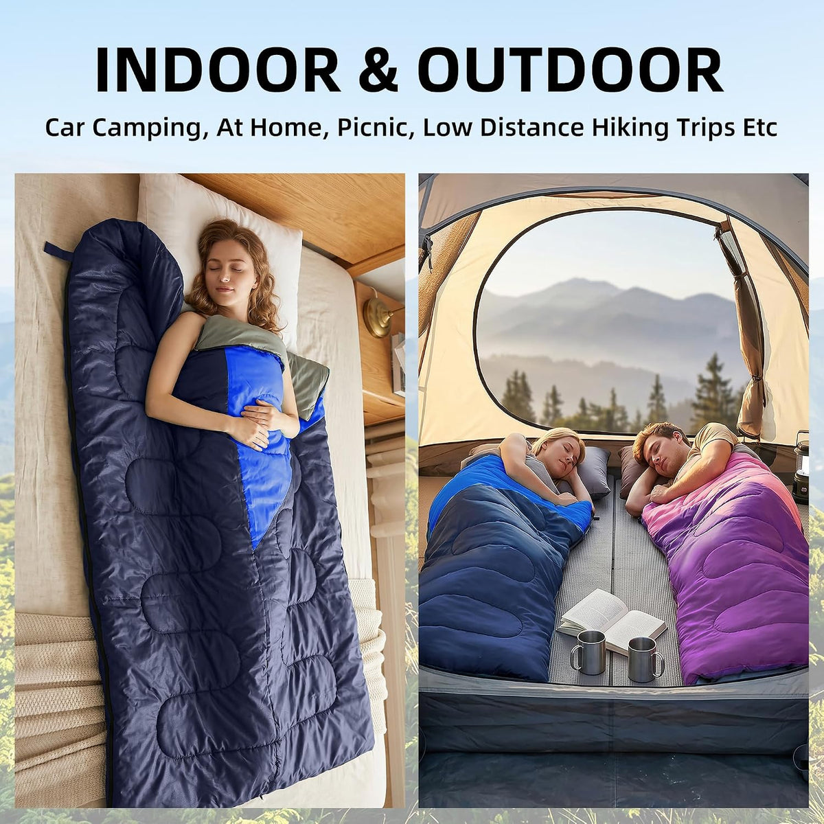 Camping Sleeping Bags for Adults Kids Teens,Backpacking Lightweight