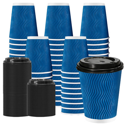 Lamosi Coffee Cups with Lids 12 oz 50 Pack, Disposable To Go Cups with Lid