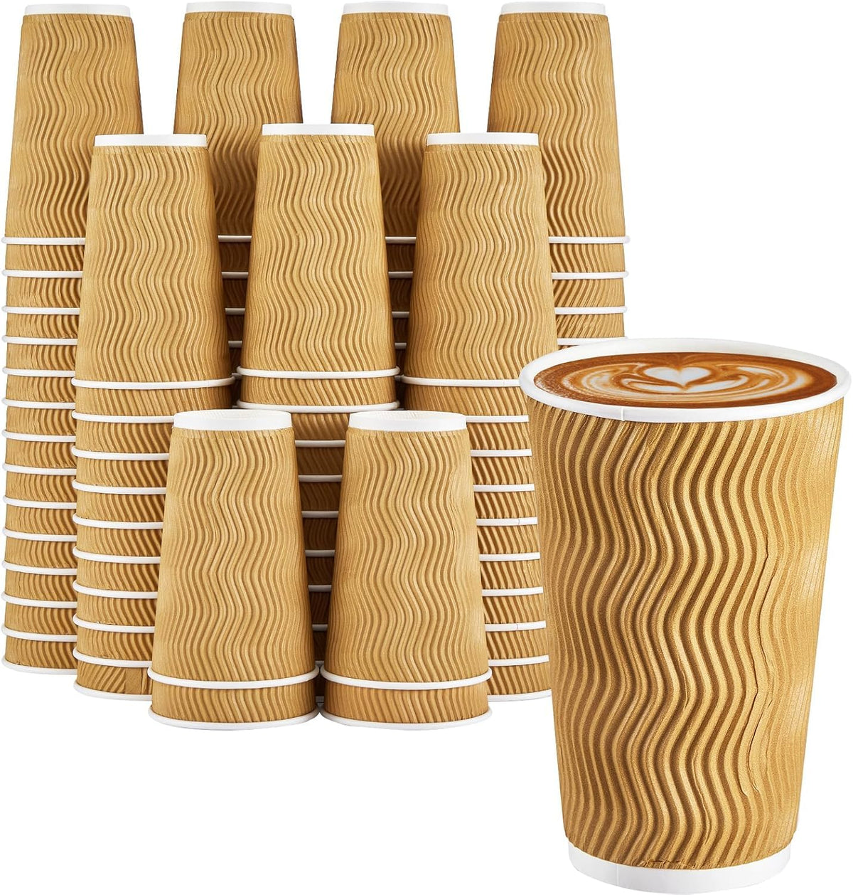 Clawsoff 100 Pack 12 oz Disposable Paper Coffee Cups Insulated Brown