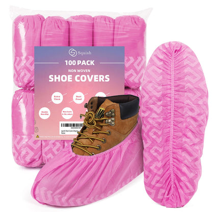 squish Shoe Covers Disposable Non Slip, 100 Pack(50 pairs) Thick Extra Disposable Boot Covers Slip Proof Shoe Cover for Indoors Outdoors Recyclable Protector Covers Fits Virtually Most Shoes