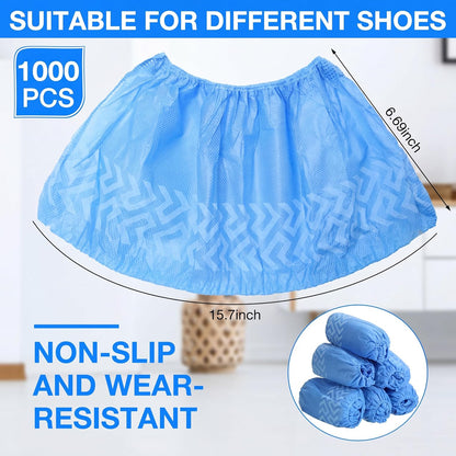 600 Packs Disposable Boot Shoe Covers Non Slip, Blue