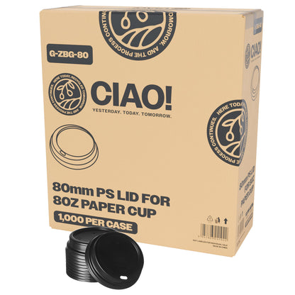CIAO! 8oz White Paper Hot Cup, Disposable, 80mm Diameter 1,000 Count