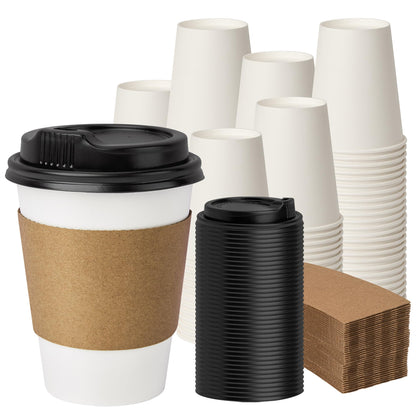 200 Pack 8oz Kraft Coffee Cups, Brown Kraft Disposable Paper Coffee Cups, Hot Coffee Cups & Cold Coffee Cups, Food-Safe Kraft Paper Cups, Heavy-Duty Disposable Paper Cups for Coffee, Tea, Cocoa, Water