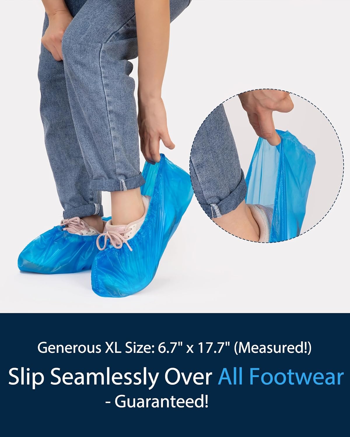 200 Pack (100Pairs) Shoe Covers Disposable Non-Slip, Waterproof CPE Boot Booties on Roll for Easy Storage, Hygienic Foot Covers for Indoor Cleaning Service, Contractors, Workplace Use, Fits Most