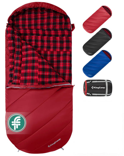 KingCamp Sleeping Bag for Adults Big & Tall 100% Flannel Sleeping Bag