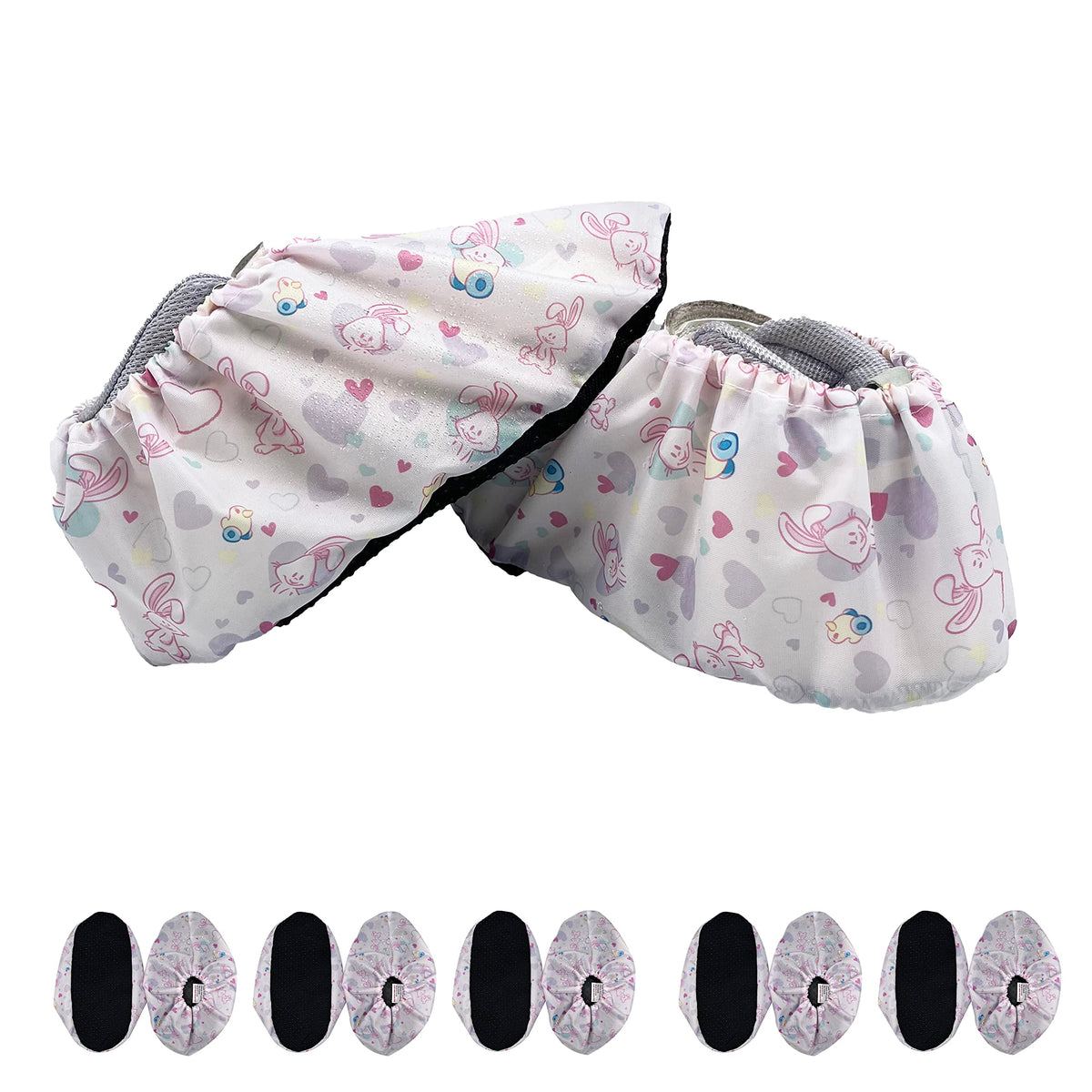 5 Pairs Kids Shoe Covers Reusable Non Slip Washable Dustproof Durable Waterproof Boots Cover For Indoors Floors Kindergarten Elementary School (Small, Pink)