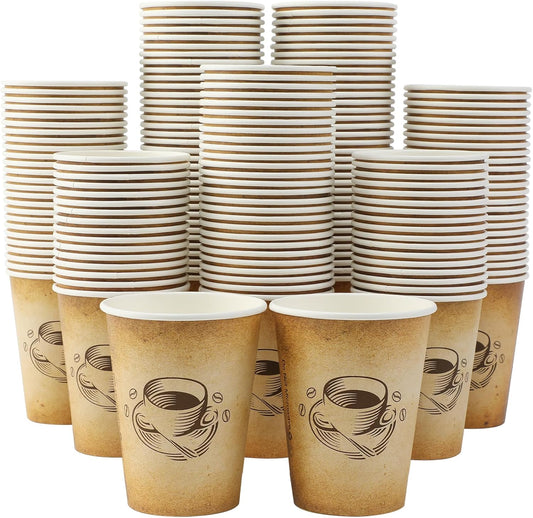 Clawsoff 300 Pack 12oz Disposable Paper Coffee Cups Retro Design