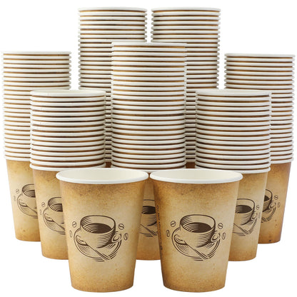 Clawsoff 300 Pack 12oz Disposable Paper Coffee Cups Retro Design
