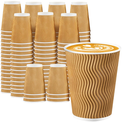 Lamosi 100 Pack Coffee Cups 12 oz, Disposable Paper Coffee Cups No Lids