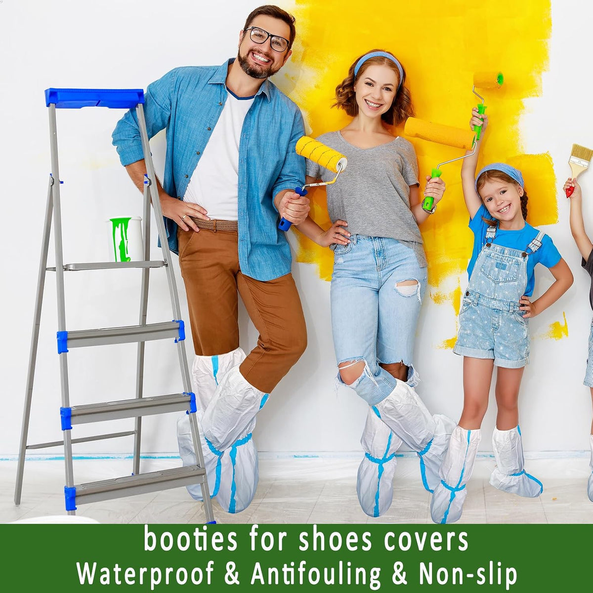 14 PCS(7 Pairs) Hazmat Shoe Covers Disposable & Boot Foot covers,Reusable,Non-slip,Waterproof for booties White 18inches Tall