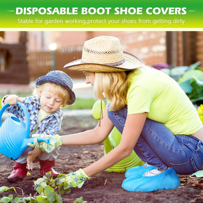 Leumoi 500 Pcs Disposable Shoe Covers Bulk Non Slip Boot Covers, Blue