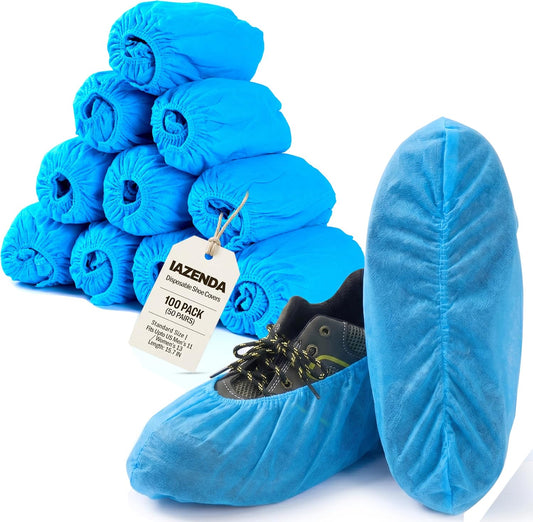 Shoe Covers Disposable 100 Pack (50 Pairs), Men 11/Women 13 Non Slip Bootie