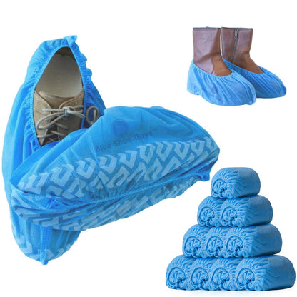 Premium Boot & Shoe Covers Disposable Booties - 100 Pack - Durable, Non-Slip, Non-Toxic, Water Resistant, Recyclable Protectors for Indoor & Outdoor - Large Size Fits Most Shoes