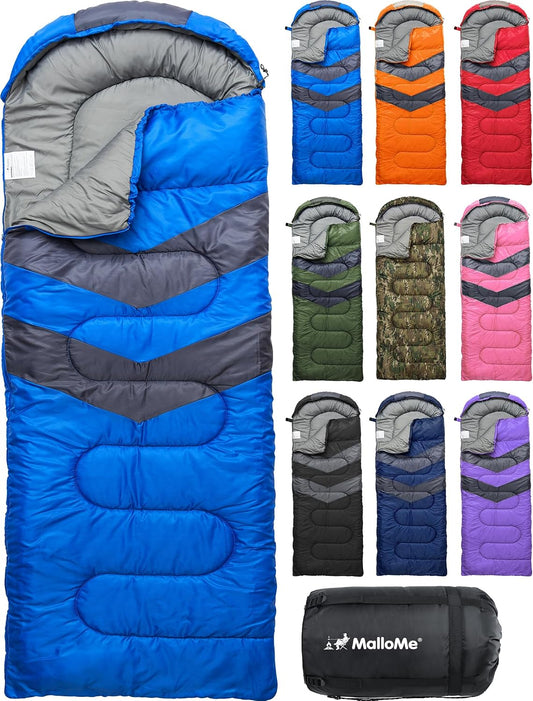 MalloMe Sleeping Bags for Adults Cold Weather & Warm - Backpacking Camping Sleeping Bag for Kids 10-12, Girls, Boys - Lightweight Compact Camping Essentials Gear Accessories Hiking Sleep Must Haves