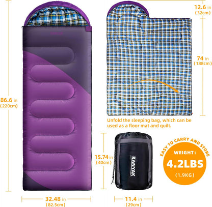 Camping Sleeping Bag for Adults Kids Teens,Waterproof Lightweight
