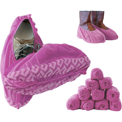 Premium Boot & Shoe Covers Disposable Booties - 100 Pack - Durable, Non-Slip, Non-Toxic, Water Resistant, Recyclable Protectors for Indoor & Outdoor - Large Size Fits Most Shoes