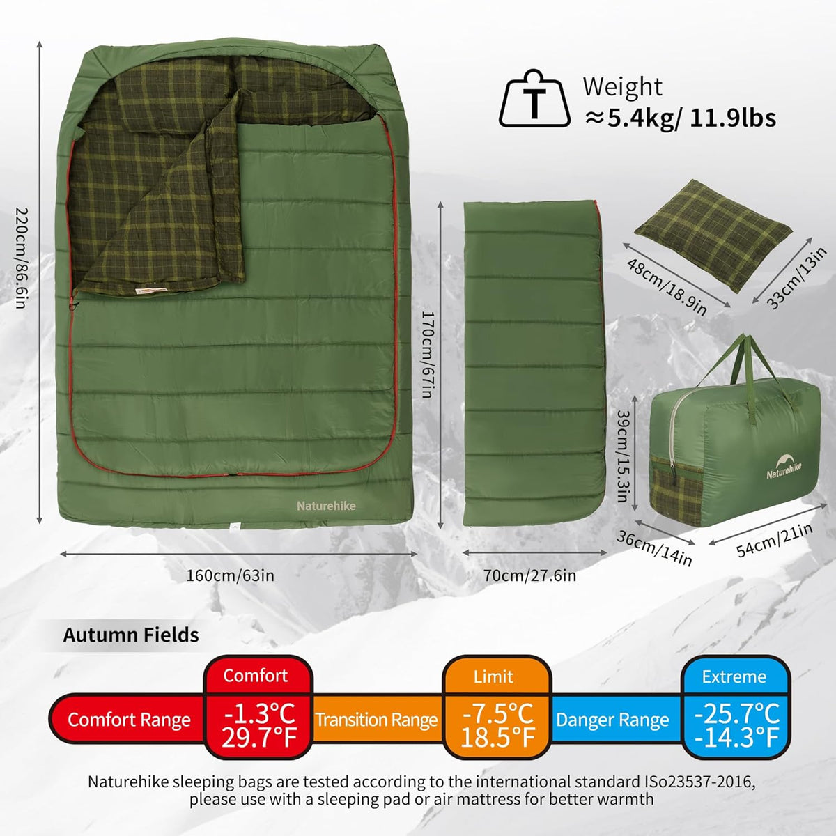 Naturehike Double Sleeping Bag for Adults with Pillows for Couples & Family
