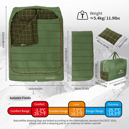 Naturehike Double Sleeping Bag for Adults with Pillows for Couples & Family
