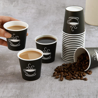 TV TOPVALUE 4 oz Espresso Paper Cups, 600 Count Small Coffee Cups, Black
