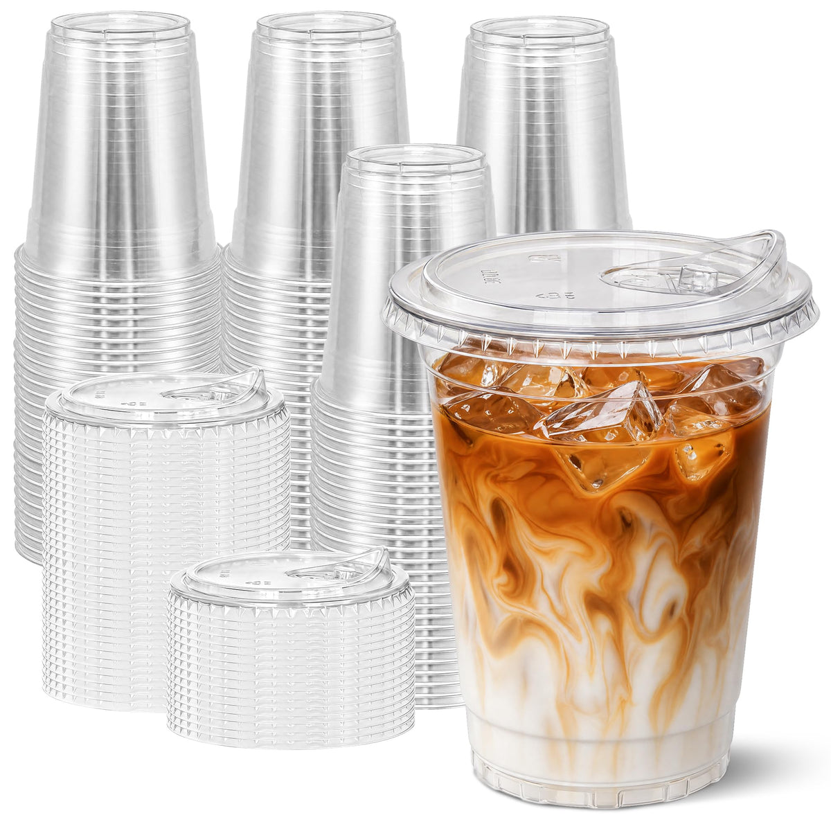 Ginkgo 100 Pack 12 oz Leak-Proof Coffee Cups with Lids and Sleeves