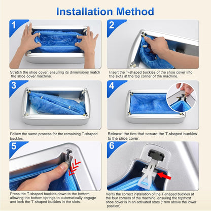 LYSHIYI Shoe Cover Dispenser with 200pcs Disposable Shoe Covers, Automatic Shoe Cover Machine Fits shoes up to Men's size 12, Suitable for Home, Factory, Hospital (Silver)