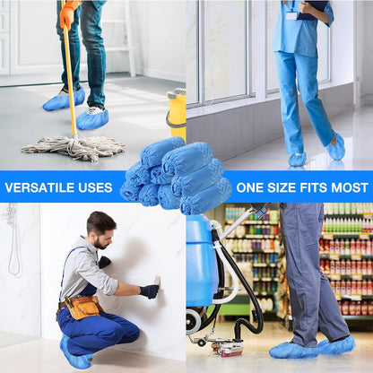 600 Packs Disposable Boot Shoe Covers Non Slip, Blue