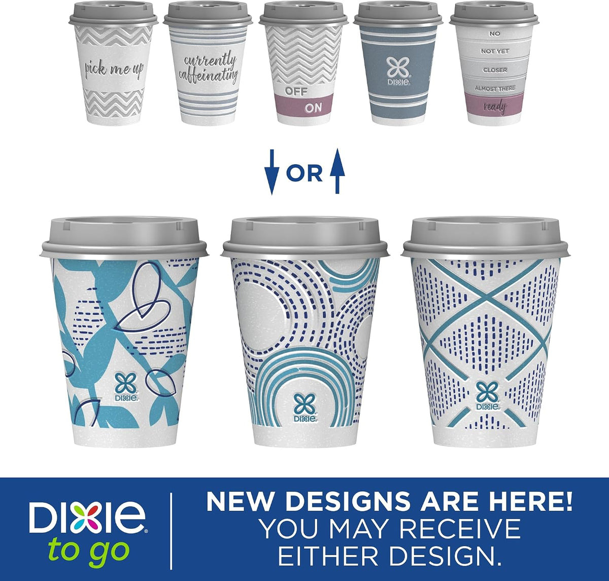 Dixie To Go Disposable Paper Cups with Leak-Resistant Lids, 12 oz, 60 Count