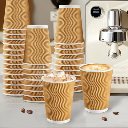 SIUQ 150 Pack 12 oz Disposable Coffee Cups, Insulated Corrugated Paper Cups